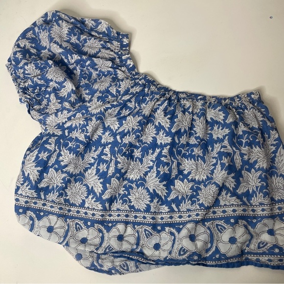 Velvet Graham & Spencer Size L One Shoulder Blouse Floral Puffed Sleeve - Picture 12 of 12